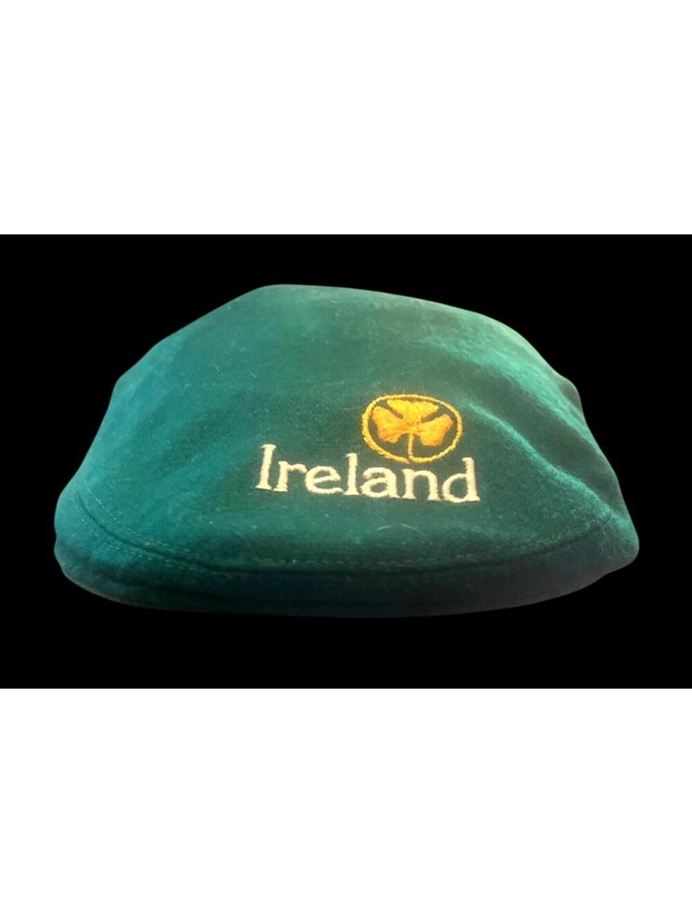 Vtg Shandon Emerald Green Ireland Embroidered Flat Cap Ireland Wool Blend